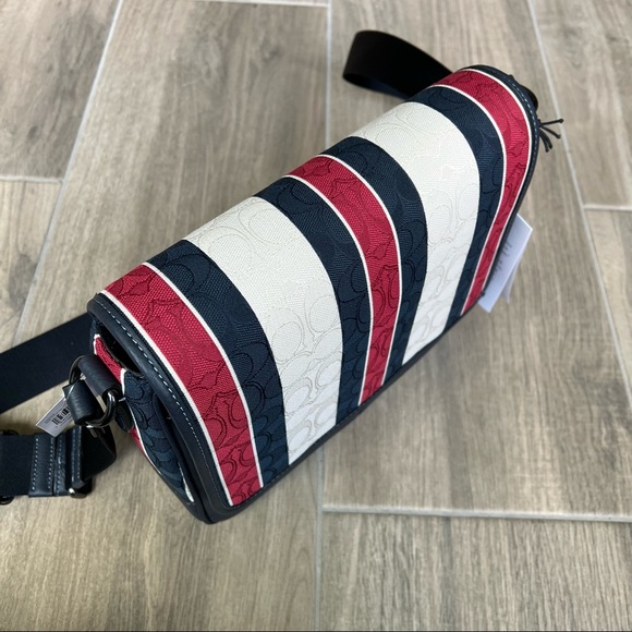 Coach Thompson Small Map Bag In Signature Jacquard With Stripes - Picture 5 of 9